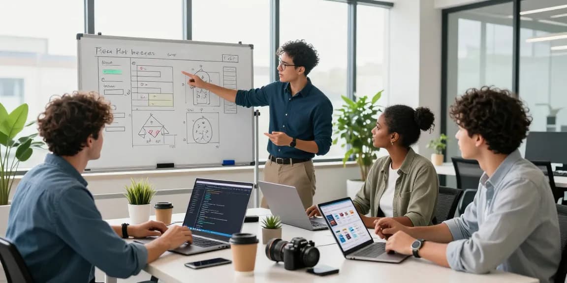 Team collaboration in a modern office space highlighting the WPS Official Website collaboration tools in action.